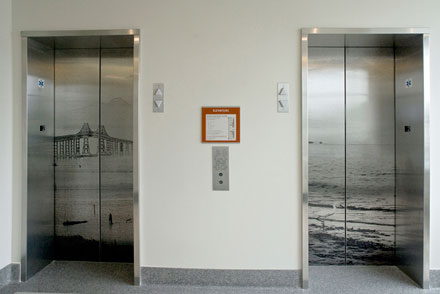 Photo of the Art on the Elevator Doors of City Hall on the 2nd Floor