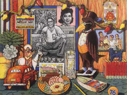 Colorful Painting with a Variety of Different Figures 